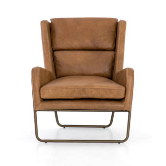 17 Stories Alldredge 43 W Tufted Top Grain Leather Club Chair Wayfair