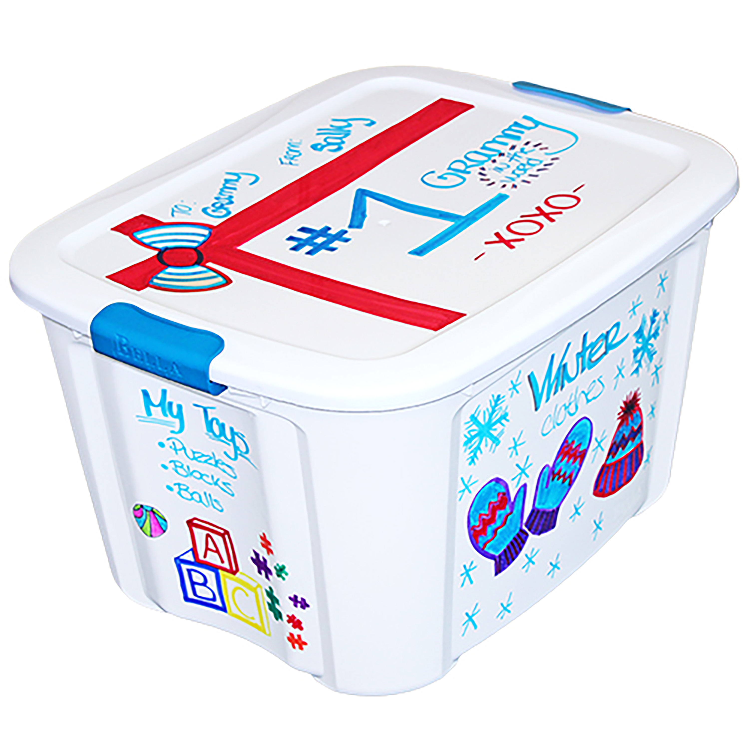 Bella Storage Solution 71.8 Qt. Locking Lid Dry Erase Storage Box Wayfair