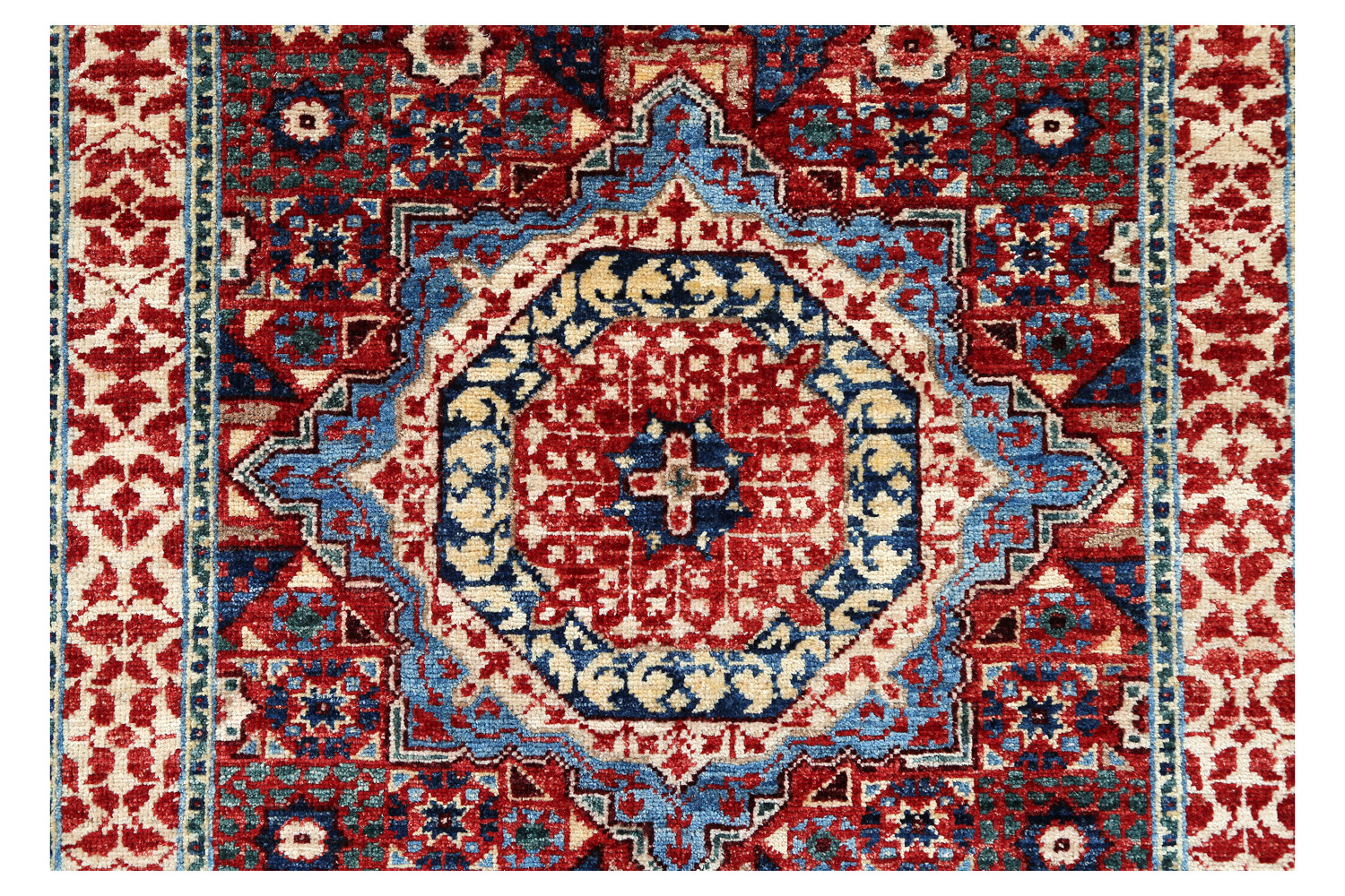 Bokara Rug Co., Inc. HandKnotted HighQuality Red, Ivory, and Blue