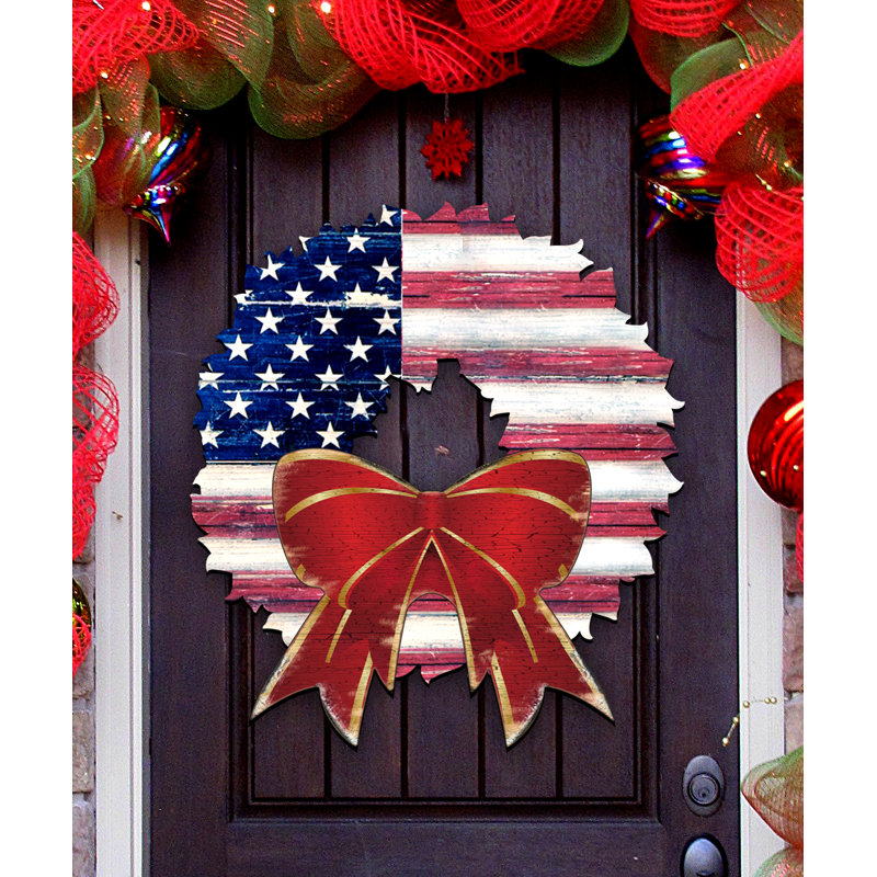 Designocracy American Flag Wreath Door Hanger Wayfair