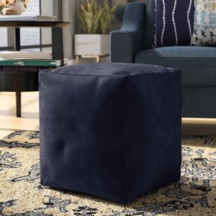 Black Faux Leather Square Cube Beanbag Pouffe Seat Bean Bag Footstool Piped 