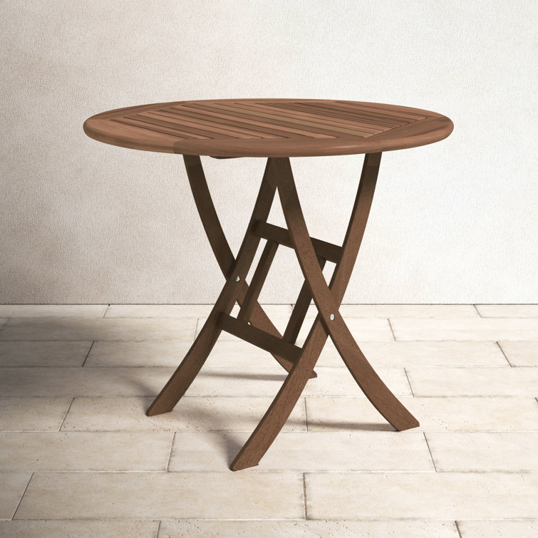 Solid Wood Octagon Folding Patio Table With Umbrella Hole - Teak Oil Finish, No Assembly Needed