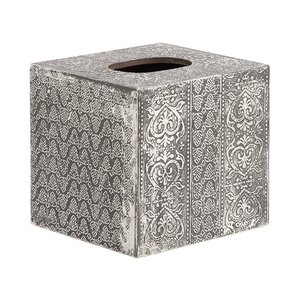 Wood and Aluminum Square Tissue Box Cover