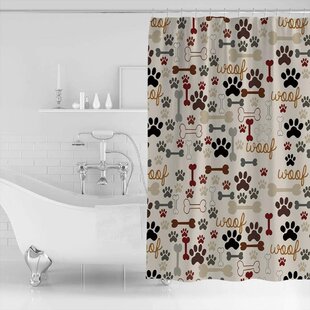 Cute Pug in Bathroom Mildew Proof Waterproof Fabric Bathtub Shower Curtain 71" 