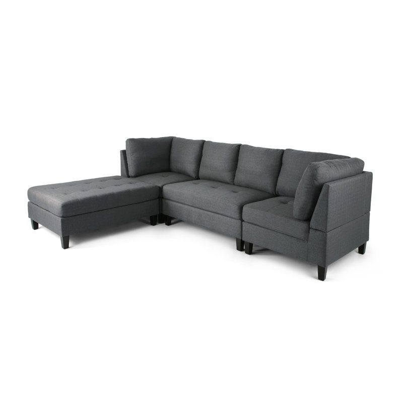 Ebern Designs Hollin 110 75 Left Hand Facing Sectional With Ottoman Reviews Wayfair