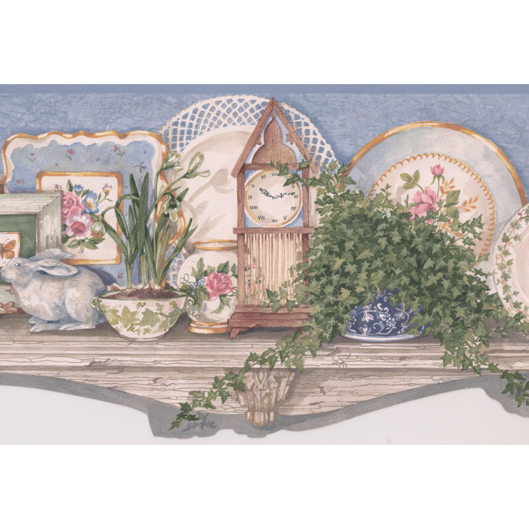 Bourland Country Kitchen Wood Shelf Plates Clock Bunny 7.4' L x 180