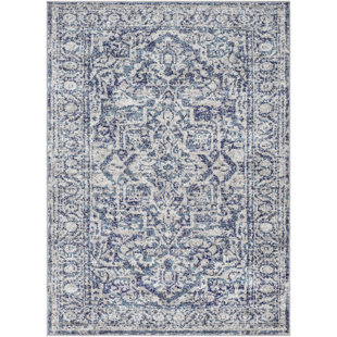 Persian Oriental Rugs You Ll Love Wayfair Ranck Distressed Navy Baby Blue Area Rug