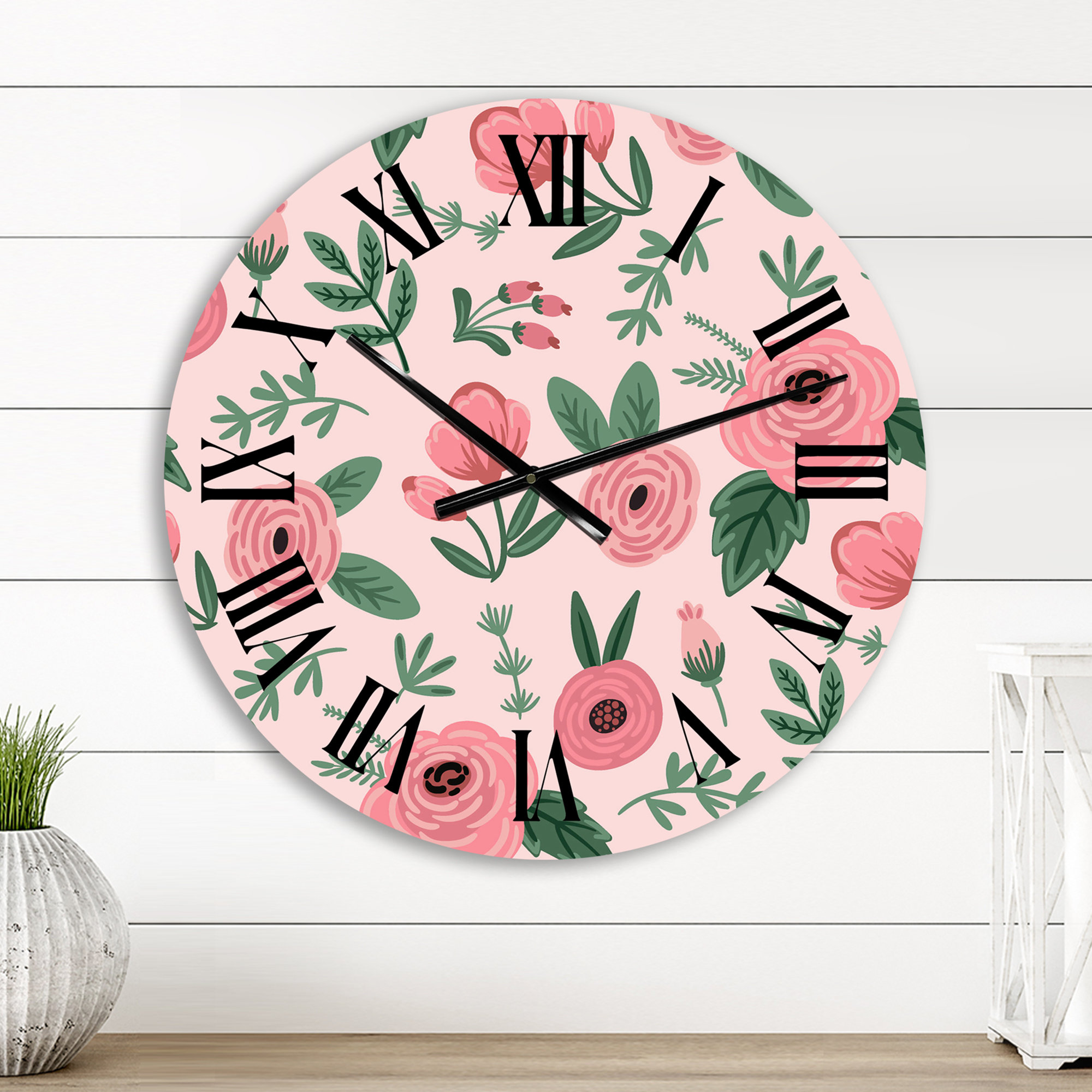 East Urban Home Modern Exotic Tropical Leaves IX Wall Clock | Wayfair