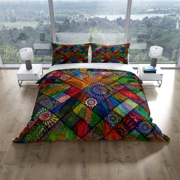 Bungalow Rose Masonboro Gypsy Mandala Blocks Duvet Cover Set