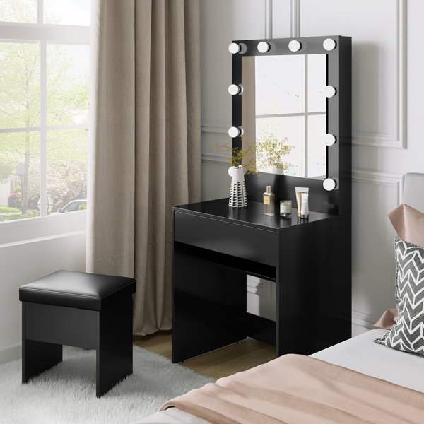 Latitude Run® Makeup Vanity Table Set With 3 Colour Led ...