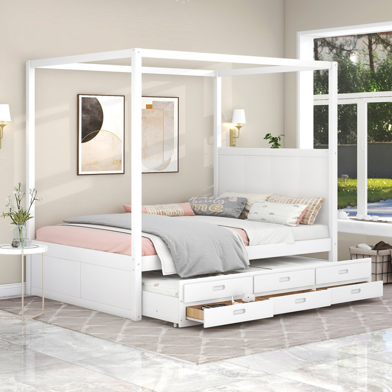 Solaris Queen Storage Canopy Bed Color: White