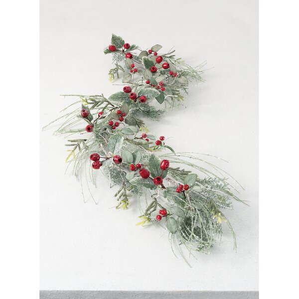 New Christmas Sparkle MISTLETOE RED BERRY PINECONE SWAG Wreath Arch Bough 15"