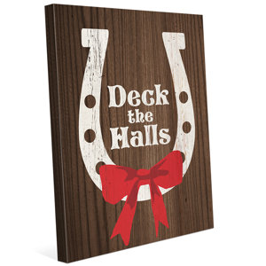 'Deck the Halls - Dark Wood' Graphic Art on Wrapped Canvas