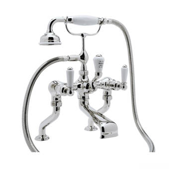 Perrin Rowe Georgian Triple Handle Floor Mounted Clawfoot Tub Faucet With Diverter And Handshower Wayfair