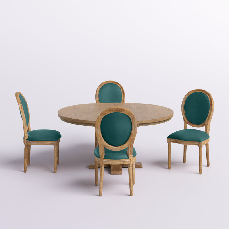 (INCOMPLETE CHAIRS NOT INCLUDED) Sarang Extendable Dining Set Chair Color: Natural/Dark Teal, Table Base Color: Natural, Table Top Color: Natural