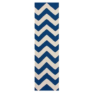 Marbella Chevron Navy Kilim Area Rug