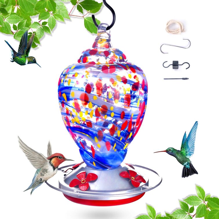 shiny art hummingbird feeder