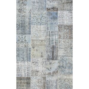 Patchwork Hand-Knotted Blue Area Rug