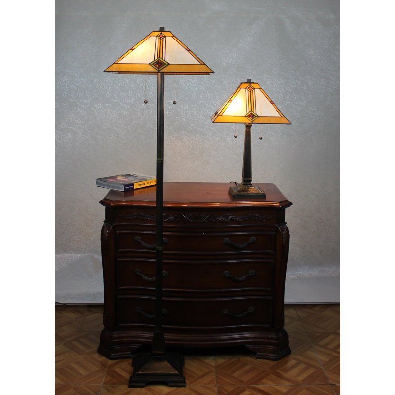 tiffany floor and table lamp set