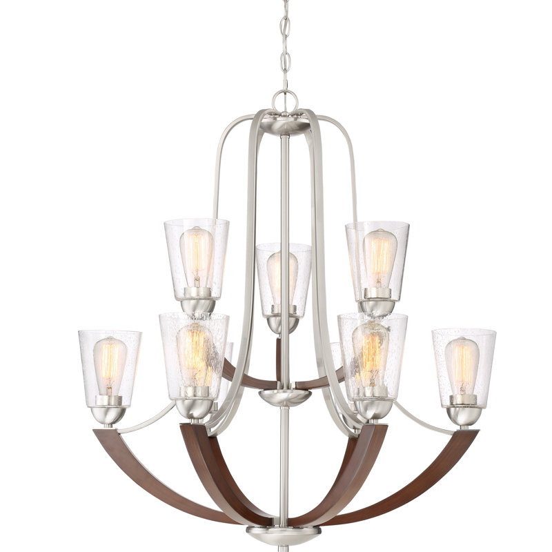 Brushed Nickel Drum Chandelier Wayfair Chryses Brushed Nickel 9 Light Shaded Chandelier