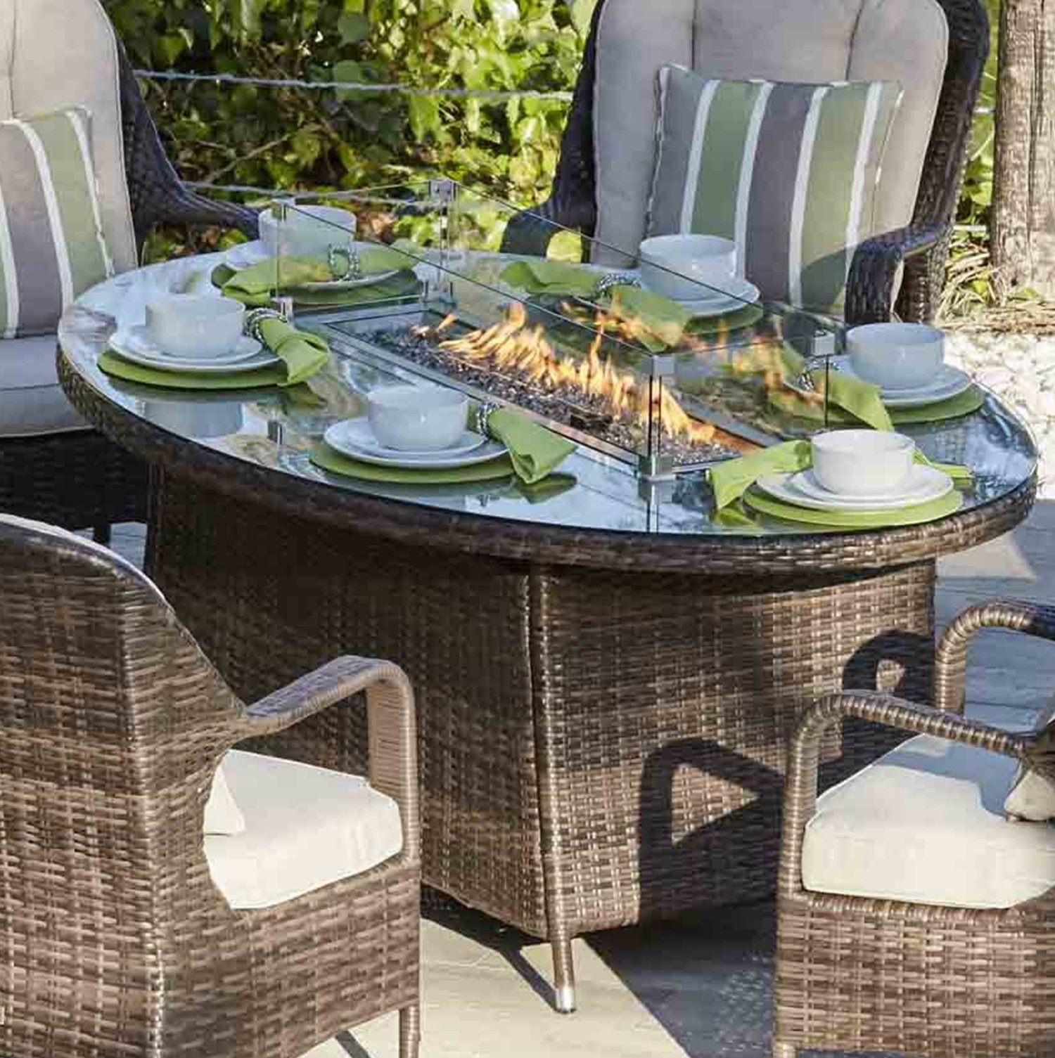 patio furniture fire pit table set