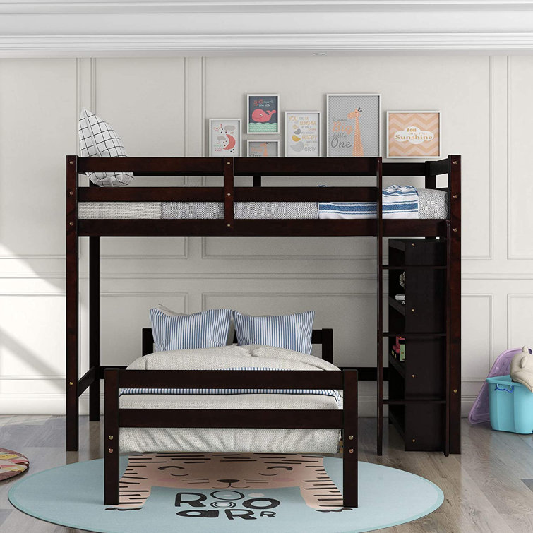 Harriet Bee Cincinnati Twin Over Twin L Shaped Bunk Beds With Shelves By Harriet Bee Wayfair