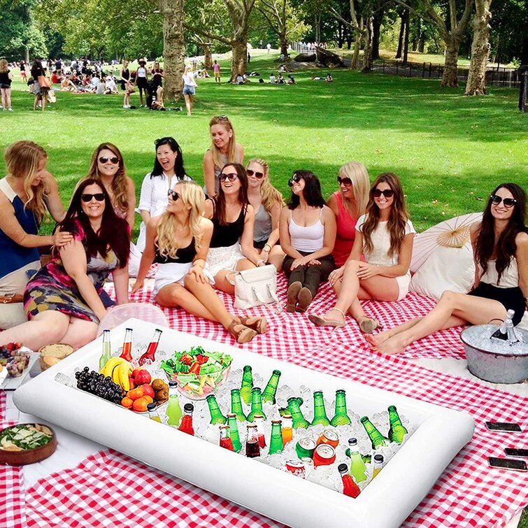 Creative Inflatable Pool Table Serving Bar Keep Your Salads & Beverages Ice Cold 51.2x29.5in For Parties Indoor & Outdoor Use Bar Party Accessories Large Buffet Tray Server With Drain Plug