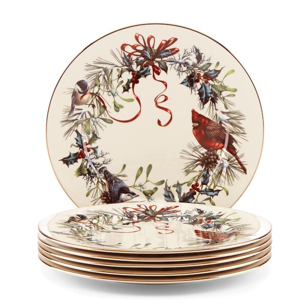 Charm & Cheer Cardinal Christmas Melamine Dinner Plate