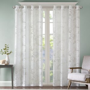 Gouverneur Nature/Floral Sheer Grommet Single Curtain Panel