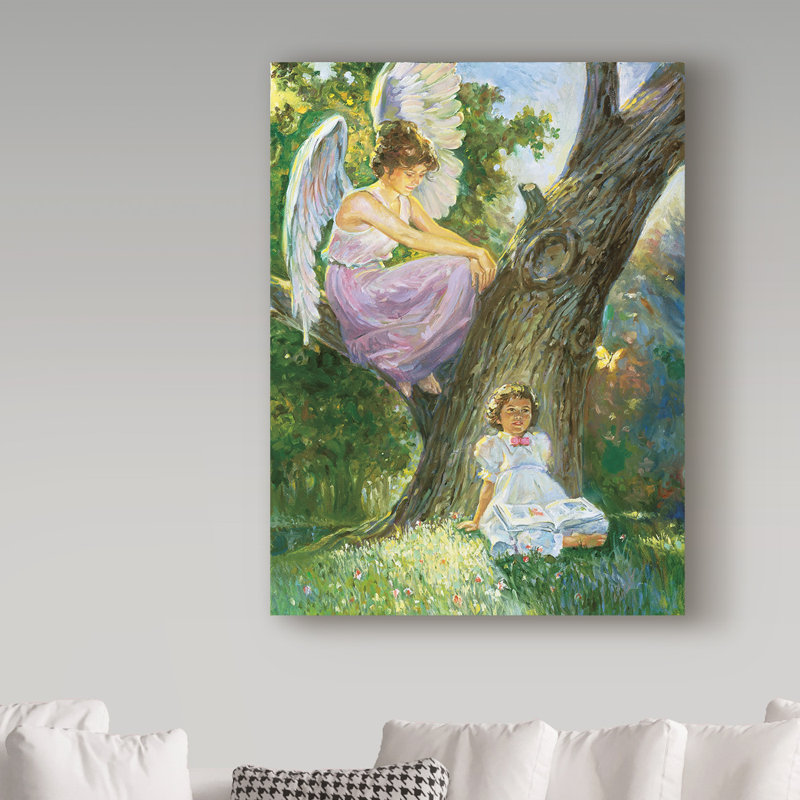 Trademark Art Guardian Angel Trees Oil Painting Print On Wrapped