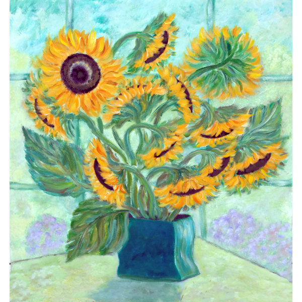 Buy Art For Less Sunflowers Looking Out The Window By Brendan