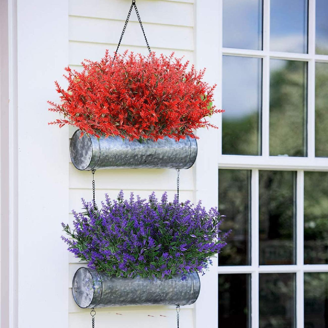 8 Bundles Fake Lavender Plastic Leaves Artificial Flowers Home Greenery for Indo 