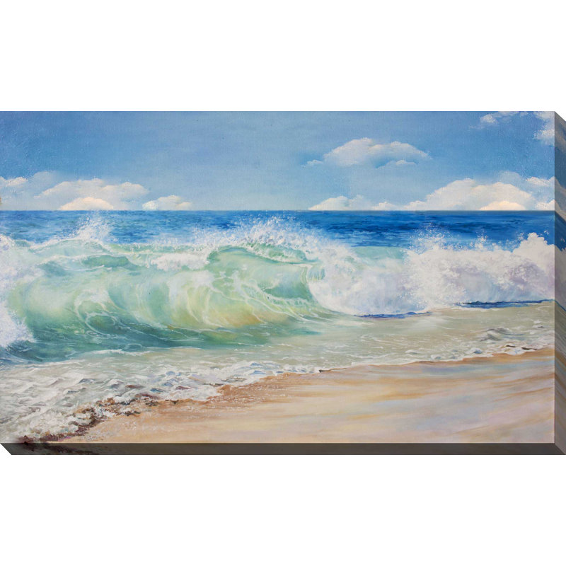 Highland Dunes Painted Waves On Beach Graphic Art Print On Wrapped Canvas Reviews Wayfair