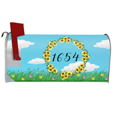 20.5H X 18.25W, Red PMBM17 VWAQ Personalized Floral Mailbox Magnetic Cover Custom Address 