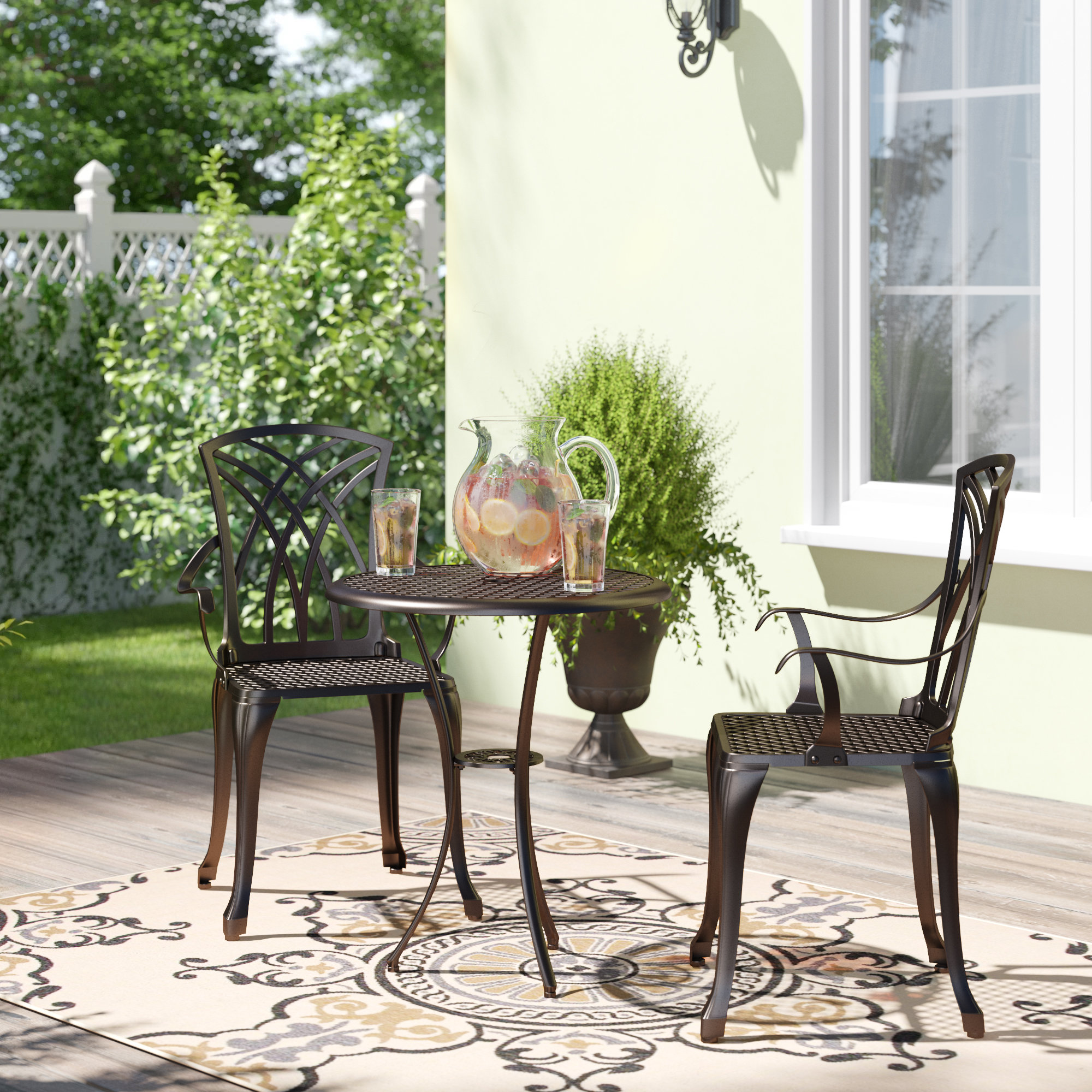 Charlton Home Pacha Cast Aluminum 3 Piece Bistro Set Reviews Wayfair