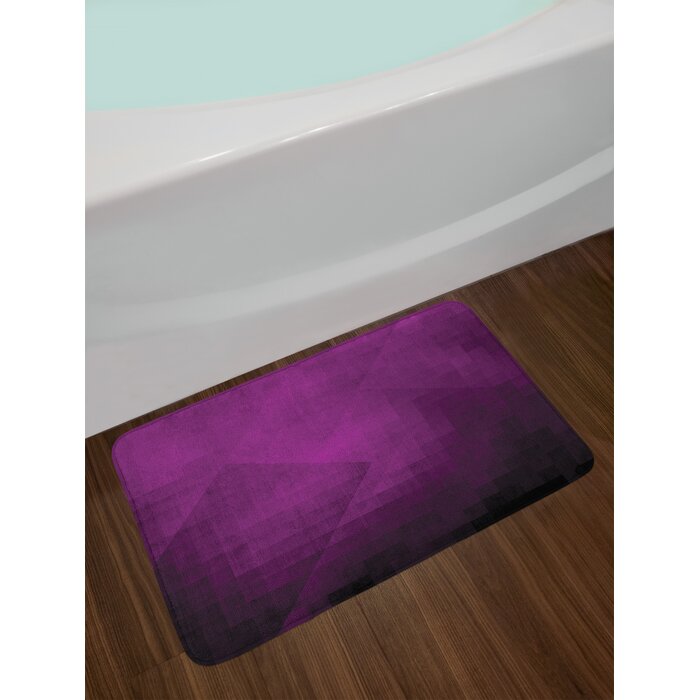 East Urban Home Eggplant Bath Mat Abstract Purple Squares In