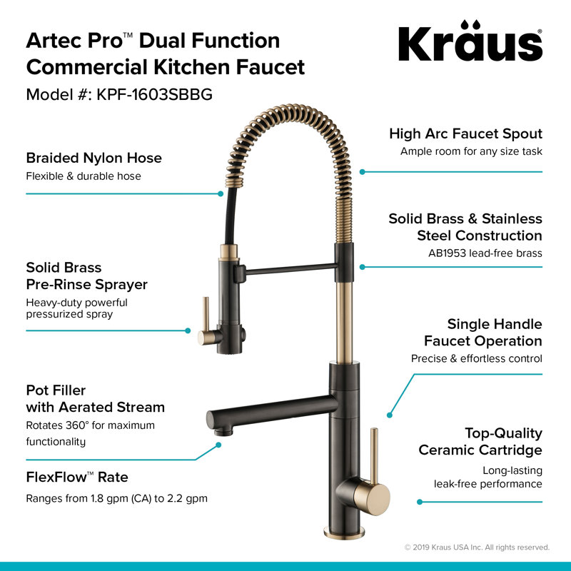 Kraus Artec Pro Pull Down Single Handle Kitchen Faucet Reviews