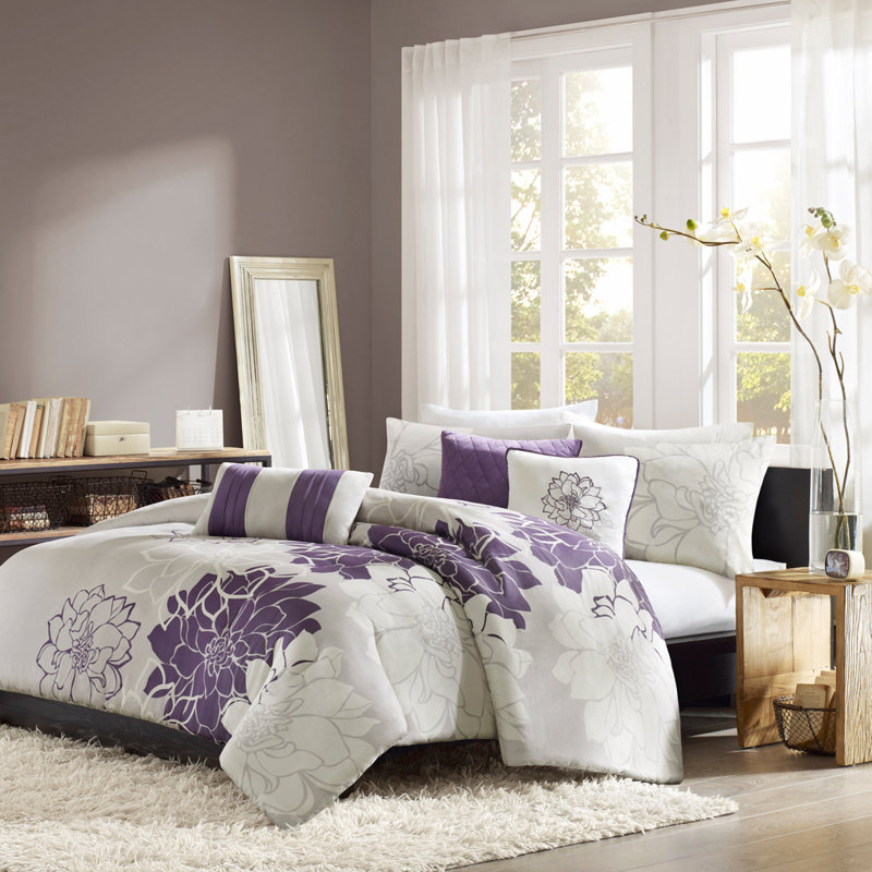 Chic Purple Swirled 8-Piece Wendy 100/% Polyester Comforter Set