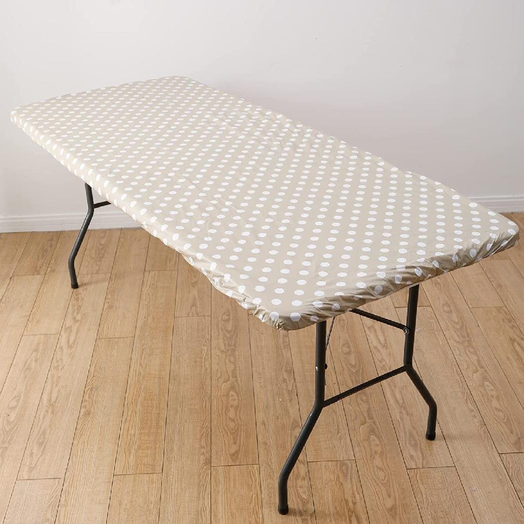 Checkered, 30 x 72 Inch Rectangle Tight Fit Vinyl Elastic Tablecloth for Folding Table 6ft Rectangle Elastic Fitted Tablecloth Waterproof Oil-Proof PVC Table Cloth Stain-Resistant Wipeable
