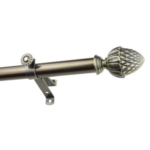 Modern Acorn Single Curtain Rod and Hardware Set