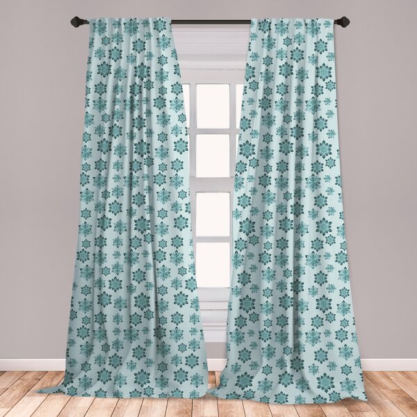 brown and teal curtain panels