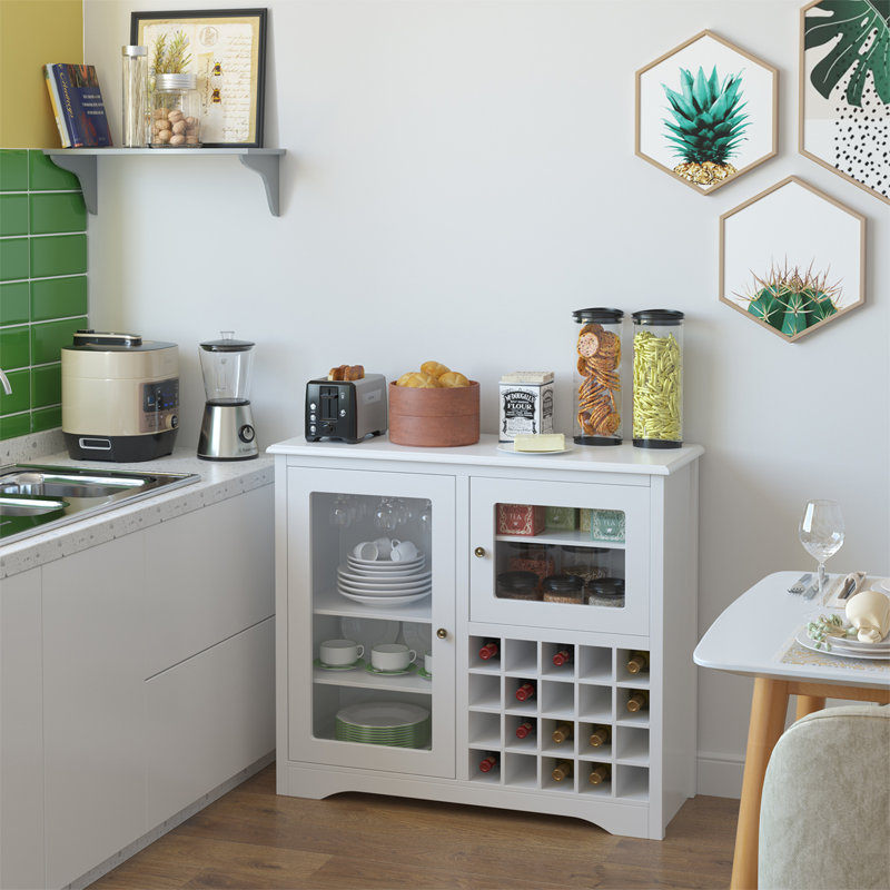 HOMECHO Wine Bar Storage Cabinet Wood Kitchen Buffet ...