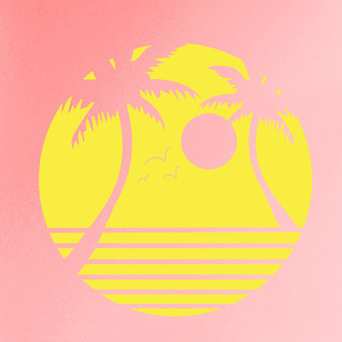 Palm Trees With Sunset Wall Sticker East Urban Home Colour: Bright Yellow