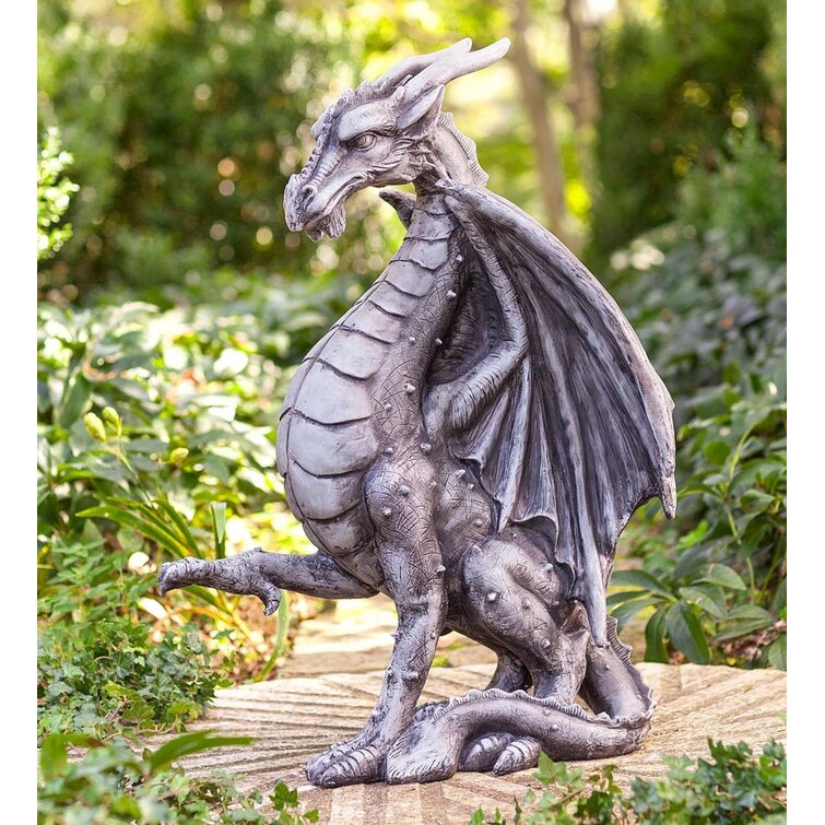 Dragon mystical yard garden statue flower bed stake