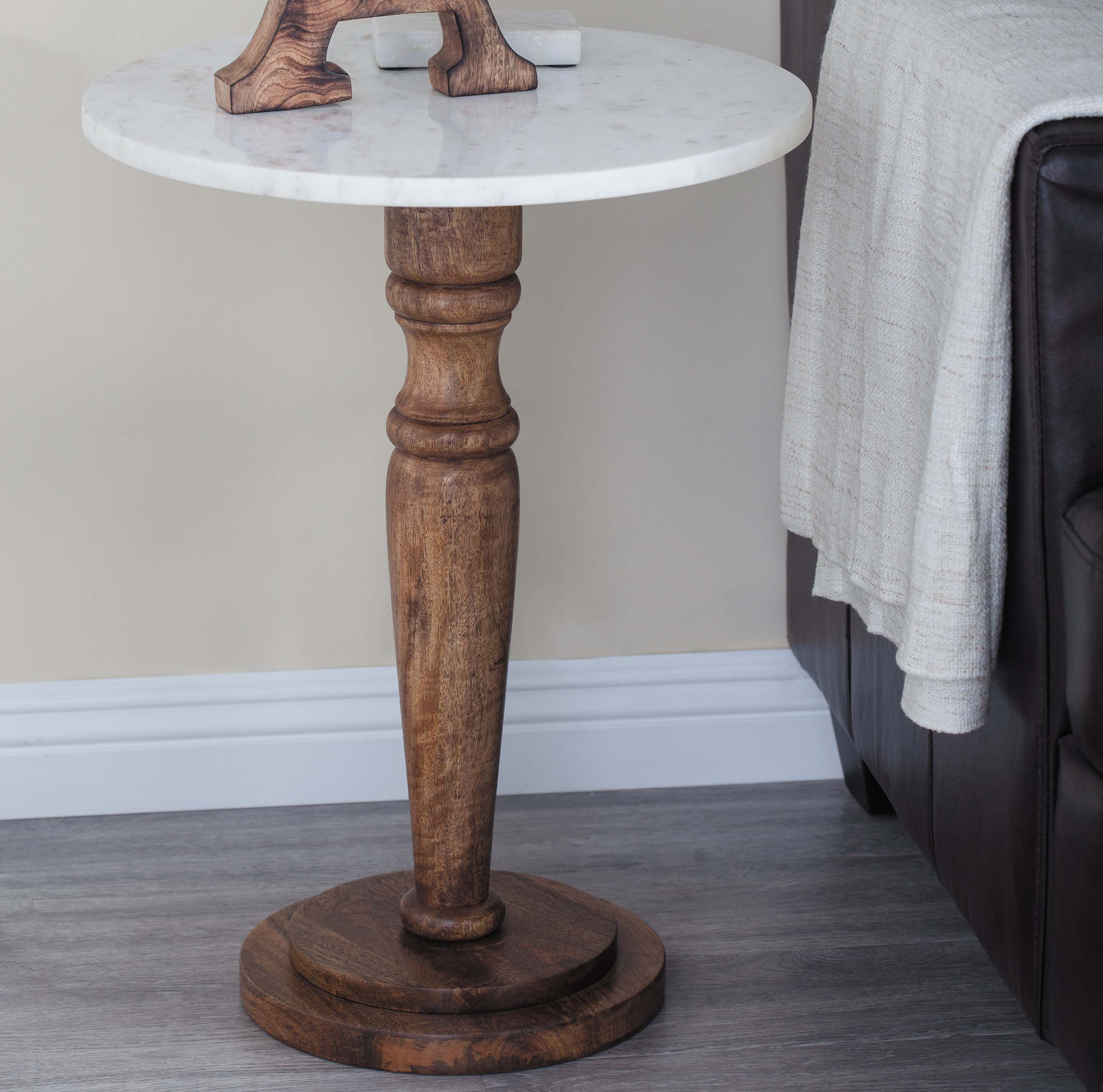 light wood round end table