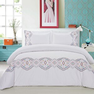 Morocco Embroidered 3 Piece Duvet Cover Set