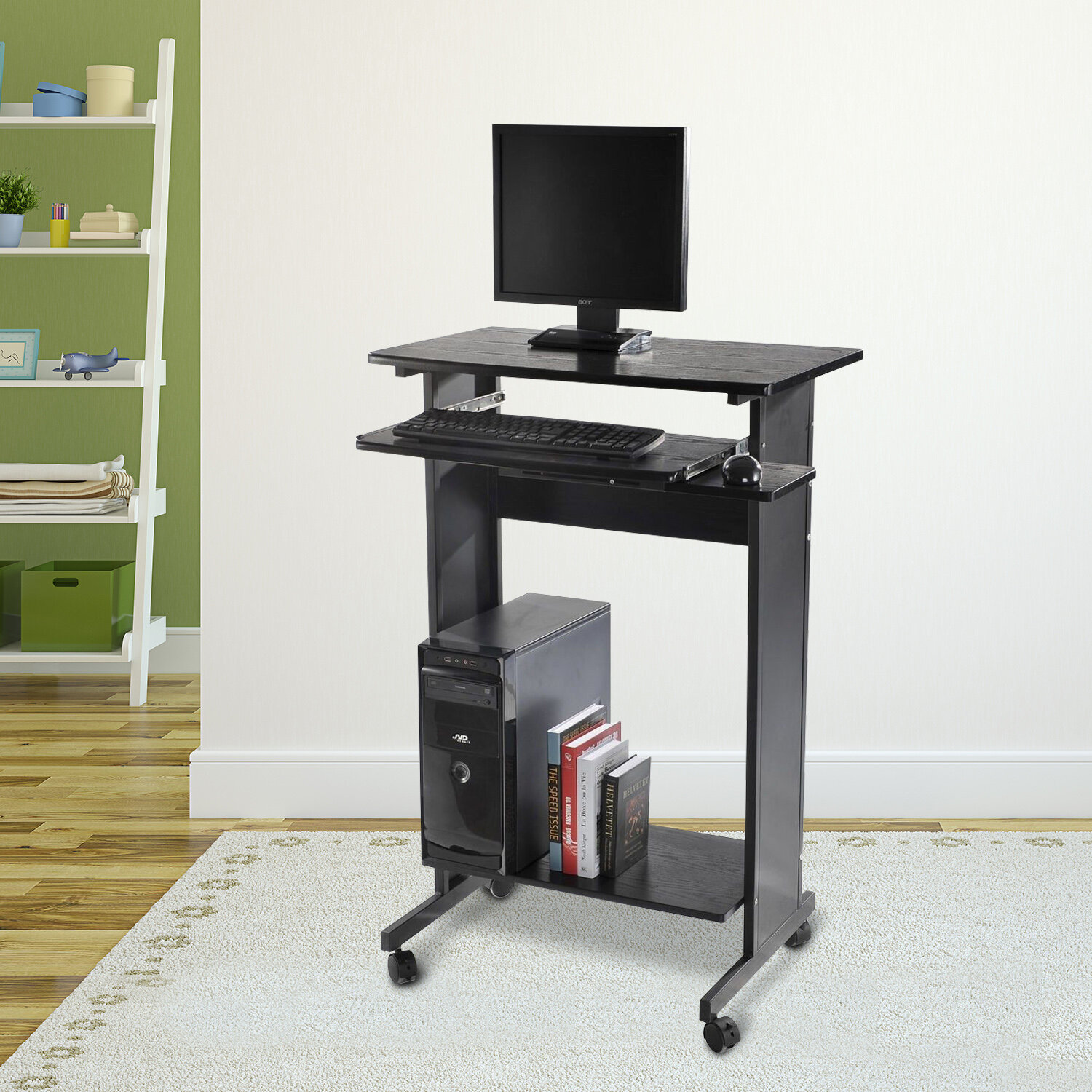 Symple Stuff Laforest Wheeled Stand Up Workstation Computer Desk