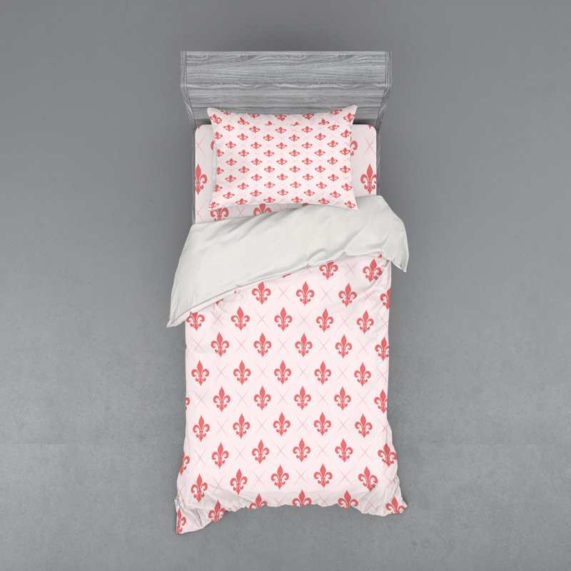 East Urban Home Coral Checkered With Of Fleur De Lis Royal French