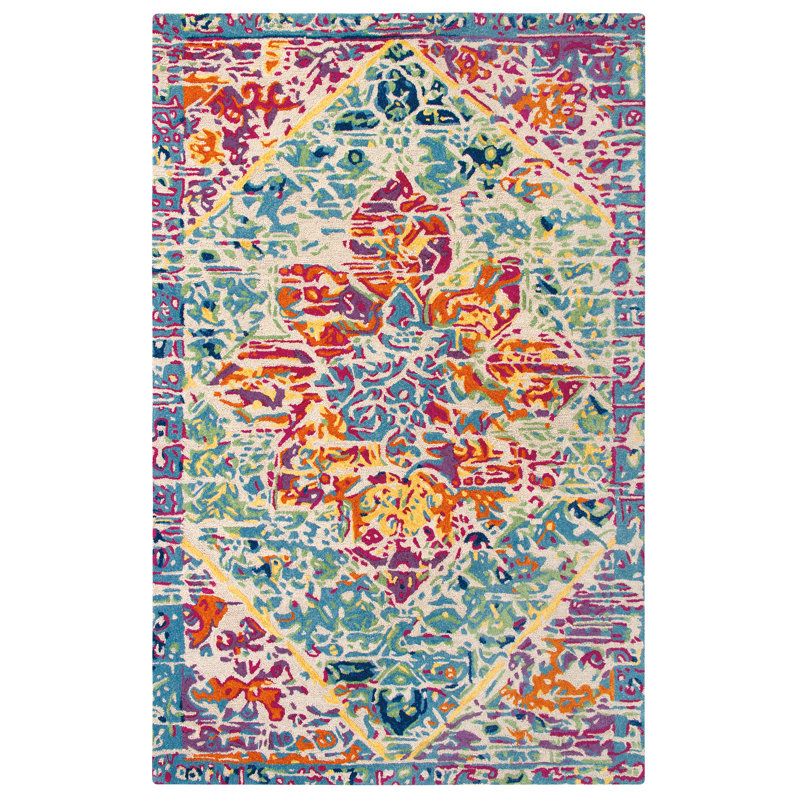 Companyc Rhapsody Oriental Handmade Tufted Wool Pink Blue Area Rug Wayfair