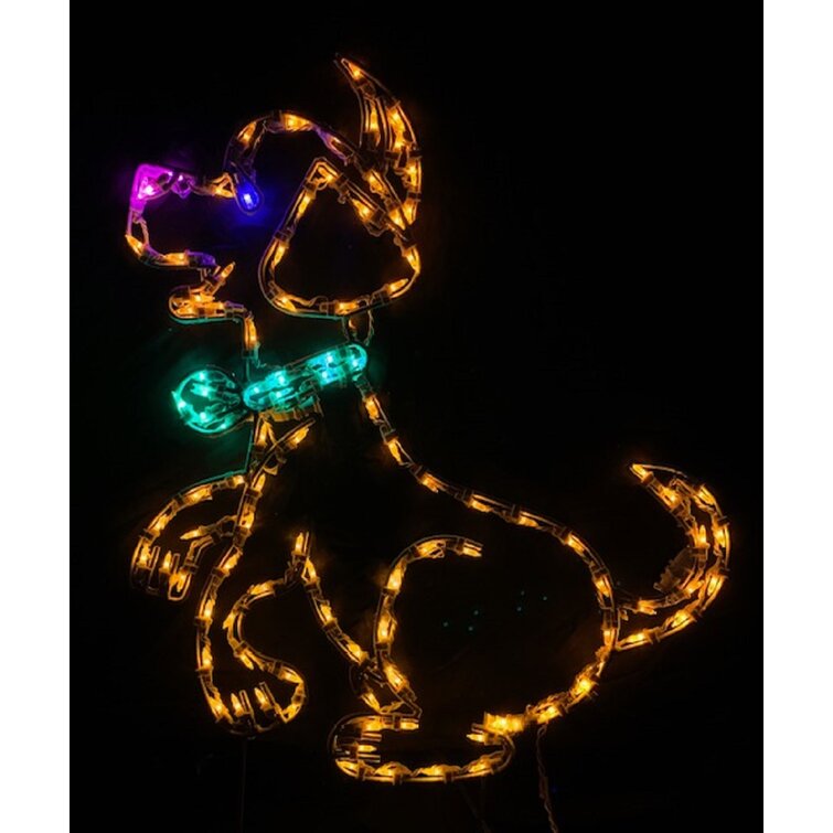 The Holiday Aisle® LED Lit Dog with Bow String Lights | Wayfair